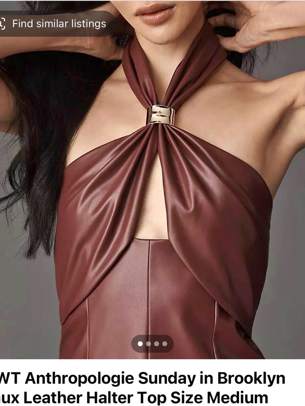 Anthropologie halter top Faux Leather